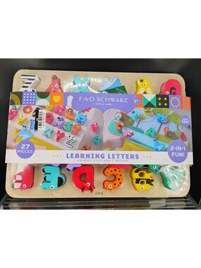 FAO Schwarz Wooden Animal-Themed Learning Letters Alphabet Board